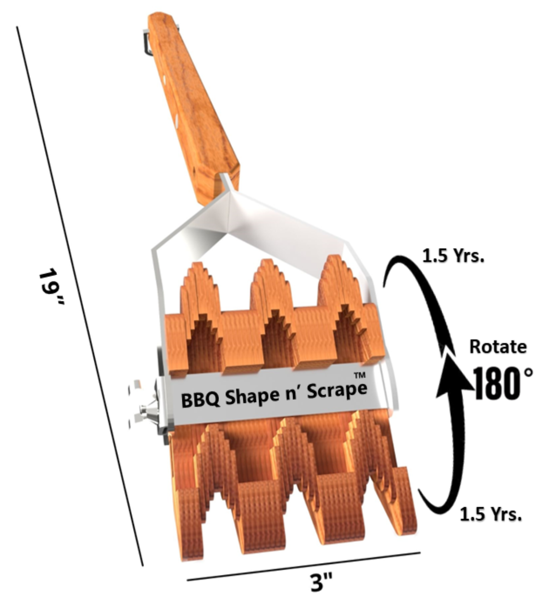 BBQ Lovers you will LOVE this Wooden BBQ Scraper. The BBQ Scraper redefines the very essence of safety when cleaning grill grates. The wooden BBQ Scraper offers safety and satisfaction seamlessly. Bidding farewell to the dangerous wire BBQ brushes!