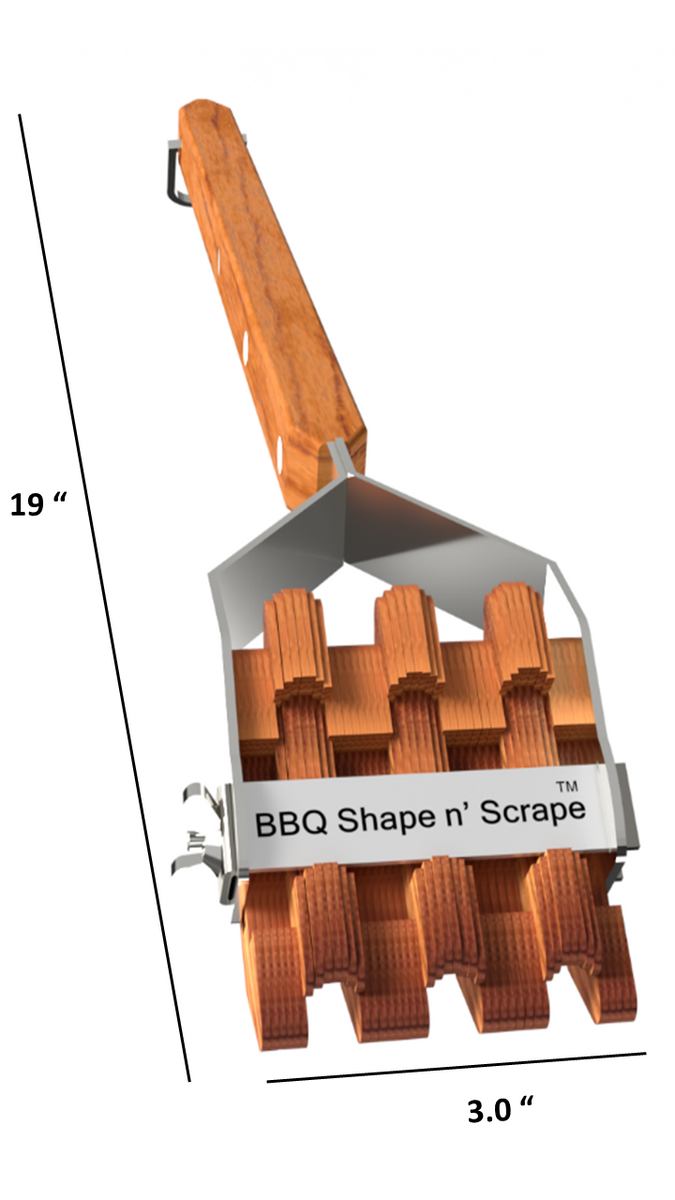 VOTED THE BEST BBQ SCRAPER. Best BBQ Scraper will easily adjust to your BBQ grill grate and match your grill grate profile. BBQ scraper cleans the entire edges and top surface of burnt char, grease and sugary sauces. Wooden BBQ Scraper glides effortlessly on BBQ. Top BBQ Scraper.